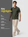 Deep Olive Acid Wash Polo T-shirt